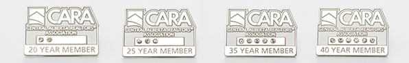 cara-years-pins, years service pins, employee pins, engraving, recognition pins